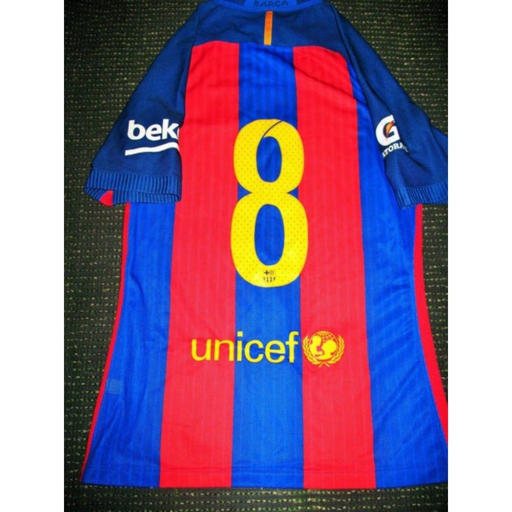 Carles Aleña Barcelona 2016 2017 MATCH WORN Soccer Jersey M